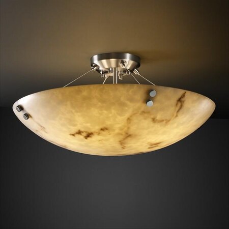 Justice Design FAL-9654-25-NCKL-F5 36" Semi-Flush Bowl, Choose Finish: Brushed Nickel Finish, Finial Options: F5 - Concentric Squares Finial, Choose Lamping Option: Standard Lamping